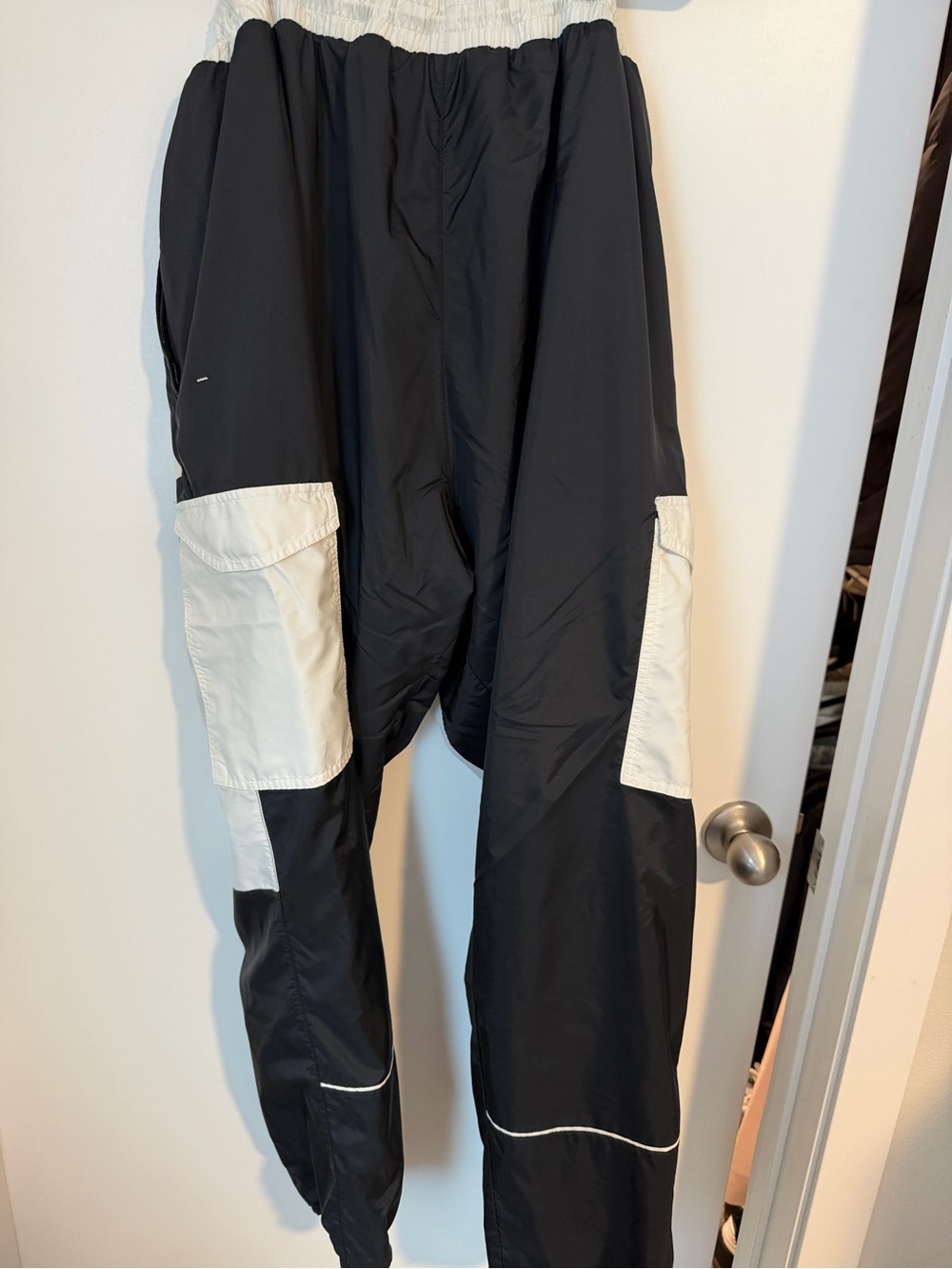 Adidas Black and White Colorblock Windbreaker Track Pants - Picture 3 of 5